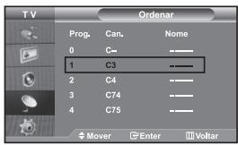 TV Prog. Can. Nome 0 C— 1 C3 ——— 2 C4 ——— 3 C74 ——— 4 C75 ——— Mover Enter Voltar