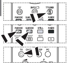 PIP INFO TTX/MIX E1 E2 E3 E4 E5 P/SIZE PMODE S.MC CLL P/MODE S.MODE STILL P/SIZE SOURCE WAP SIZE TV CH SEP PC P