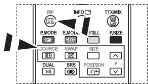 PIP INFO TTX/MIX P.MODE S.MODE STILL P.SIZE SOURCE SWAP SIZE DUAL SRS POSITION P HI OK ✓