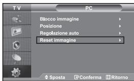 TV PC Blocco immagine Posizione Regolazione auto Reset immagine Sposta Conferma Ritorno