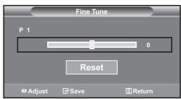 Fine Tune P 1 0 Reset Adjust Save Return