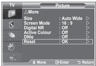 SAMSUNG LE40S86BD - Resetting the Picture Settings to the Factory Defaults - 1