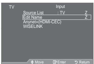 SAMSUNG LE46A557P2F - Editing the Input Source Names - 1