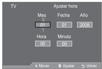 SAMSUNG LE46A557P2F - Ajuste y visualización de la hora actual - 2