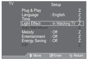 SAMSUNG LE46A557P2F - Setting the Light Effect (depending on the model) - 1