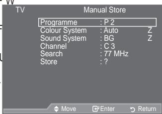 SAMSUNG LE46A559P4F - Storing Channels Manually - 2
