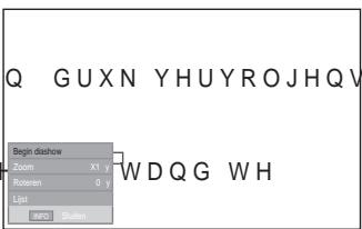 SAMSUNG LE46A559P4F - Gebruik van het Opties Menuanales que vaya a ordenar.   
6. Pulse el botón EXIT para salir.



Voer de stappen 1 tot 3 van het "Gebruik van het WISELINK Menu" uit. (Zie pag. 49)   
'UXN RS { RI y RP QDDU 3)RWR' WH JDDQ GUXN YHUYROJHQV RS de ENTER knop. De opgeslagen bestandsinformatie wordt weergegeven als een bestand of map.   
'UXN RS GH x z { HQ y NQRSSHQ RP H } selecteren. Druk vervolgens op de ENTER∅ knop. Het indrukken van de knop over het miniatuur van een foto zal deze foto op het hele scherm weergeven.   
Druk op de INFO knop om de optie("Begin diashow", "Zoom", "Roteren", en "Lijst") weer te geven. - 1