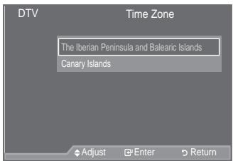 SAMSUNG LE46A559P4F - Selecting the Time Zone (Spain only) - 2