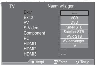 SAMSUNG LE46A559P4F - TV
Bronlijst : TV Z
Naam wijzigen
Anynet+ (HDMI-CEC)
WISELINK
Verpi. Enter Terug

1. Premere il pulsante MENU. Premere i pulsanti S o T per selezionare "Inserisci", quindi premere il pulsante ENTERG.   
2. Premere i pulsanti S o T per selezionare "WISELINK", quindi premere il pulsante ENTER.

![](images/59565c0bfc1b125df65b7488c11afd6926edefb88c475716815be11b05d95ed8.jpg)


GUXN RS


text_image

TV
Bronlijst
TV
Ext.1 : ----
Ext.2 : ----
AV : ----
S-Video : ----
Component : ----
PC : ----
VMeer
Verpl. Enter Terug
° Il menu "WISELINK" varia a seconda del dispositivo di memoria USB collegato al televisore.   
° Alcuni dispositivi possono non essere supportati a causa di problemi di compatibilità.

![](images/92a8b25af9e32d7d5c859a22d1d94c0800882932169efb6ab6722c1da2ec6eb1.jpg)


x R1 z W†
Druk op de toets SOURCE op de afstandsbediening om te schakelen tussen de beschikbare bronnen. De TV-modus kunt u selecteren door op de toets TV/DTV, de cijfertoetsen (0-9) en de toets P / op de afstandsbediening te drukken.


flowchartmere i pulsanti Wo X per spostarsi su un'icona, quindi premere il pulsante ENTER.

° Per uscire dalla modalità W.LINK, premere il pulsante W.LINK sul telecomando.

![](images/039fd8dda05ff2a541a0c9c02bb28e17eb366e1ebfa34e1afe9de2c3c3979b8c.jpg)


graph TD
    A["TV/DTV"] --> B["SOURCE"]
    C["TV/DTV"] --> D["SOURCE"]
    E["+"] --> F["P"]
    G["-"] --> H["+"]
    I["+"] --> J["+"]
    K["+"] --> L["+"]
    M["+"] --> N["+"]
    O["+"] --> P["+"]
    Q["+"] --> R["+"]
    S["+"] --> T["+"]
    U["+"] --> V["+"]
    W["+"] --> X["+"]
    Y["+"] --> Z["+"]
    AA["+"] --> AB["+"]
    AC["+"] --> AD["+"]
    AE["+"] --> AF["+"]
    AG["+"] --> AH["+"]
    AI["+"] --> AJ["+"]
    AK["+"] --> AL["+"]
    AM["+"] --> AN["+"]
    AO["+"] --> AP["+"]
    AQ["+"] --> AR["+"]
    AS["+"] --> AT["+"]
    AU["+"] --> AV["+"]
    AW["+"] --> AX["+"]
    AY["TV/DTV"] --> Z
    Z --> AA
    AA --> AB
    AB --> AC
    AC --> AD
    AD --> AE
    AE --> AF
    AF --> AG
    AG --> AH
    AH --> AI
    AI --> AJ
    AJ --> AK
    AK --> AL
    AL --> AM
    AM --> AN
    AN --> AO
    AO --> AP
    AP --> AQ
    AQ --> AR
    AR --> AS
    AS --> AT
    AT --> AU
    AU --> AV
    AV --> AW
    AW --> AX
    AX --> AO
    AO --> AP
    AP --> AQ
    AQ --> AR
    AR --> AS



![](images/039fd8dda05ff2a541a0c9c02bb28e17eb366e1ebfa34e1afe9de2c3c3979b8c.jpg)


De namen van de ingangsbron bewerkener (no text or symbols) - 2