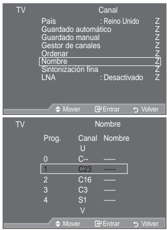 SAMSUNG LE46A559P4F - Asignación de nombres de canales - 1
