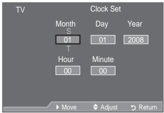 SAMSUNG LE46A559P4F - Setting and Displaying the Current Time - 2