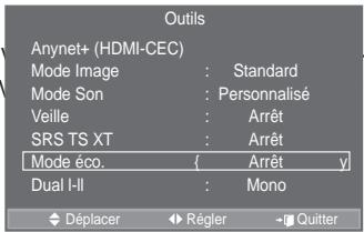 SAMSUNG LE46A559P4F - ‡ 0RGH pFR \UUrW %DV 0R (OHYp \XWRformation Coding Experts Group): Ein internationaler 6 WDQGDUG I•U 'DWHQNRLHUV\VWHPH GLHLQ 0XQWLRVGLVDV XHLQ +\S höheres Niveau als das MPEG-System, das solche datenverknüpfende Hypermedia wie Standbilder, =HLFKHQGLHQVW \$QLPDWLRQV \*UD¿N XQG 9LGHRGDWHLHQ VRZLH eine User Runtime Interaction Technology (Verfahren für Benutzerinteraktion während der Laufzeit) und wird auf verschiedenen Gebieten verwendet, z. B. VOD (Video-On-Demand), ITV (Interactive TV), EC (Electronic Commerce), Teleweiterbildung, Telekonferenzen, digitale Bibliotheken und Netzwerkspiele.

![](images/e7b2ba5422cd34d992f3eb54ef328550ae9a52987dbe14ea1994868b477f85e3.jpg)


Cette fonction règle la luminosité en fonction des conditions d'éclairage.
í Arrêt: Désactive la fonction d'économie d'énergie. 
í Bas: Met le téléviseur en mode d'économie d'énergie basse. 
í Moyen: Met le téléviseur en mode d'économie d'énergie moyenne. 
í ( O H Met le téléviseur en mode d'économie d'énergie élevée. 
í Auto.: Règle automatiquement la luminosité de l'écran du téléviseur en fonction de la scène.
Réglage simpledio für Sehgeschädigte
Digitaltext : Deaktivieren
Zeitzone Aktivieren
Common Interfece
V
Navig. Eingabe Zurück - 1