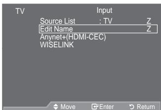 SAMSUNG LE46A559P4F - Editing the Input Source Names - 1