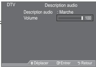 SAMSUNG LE46A559P4F - DTV
Description audio
Volume
Arrêt
Marche 100
Déplacer Entrer Retour
< Opnemen 59   
< Luisteren via een ontvanger 59   
< Controleer het volgende voordat u om service verzoekt.... 60 - 1