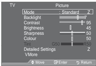 SAMSUNG LE46A559P4F - Movie: Selects the picture for comfortable display in a dark room. - 1
