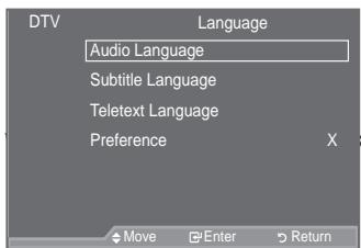 SAMSUNG LE46A559P4F - Selecting the Preferred Language (Subtitle, Audio or T eletext) - 1