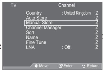 SAMSUNG LE46A559P4F - Storing Channels Manually - 1