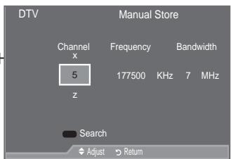 SAMSUNG LE52A559P4F - Updating the Channel List Manually - 1