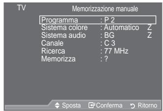 SAMSUNG LE52A559P4F - Memorizzazione manuale dei canali - 2