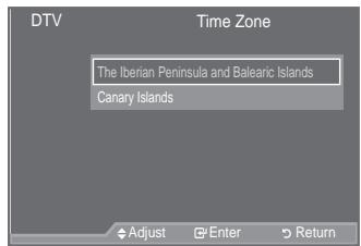 SAMSUNG LE52A559P4F - Selecting the T ime Zone (Spain only) - 2