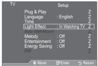SAMSUNG LE52A559P4F - Setting the Light Effect (depending on the model) - 1