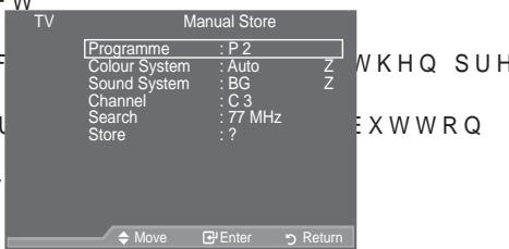 SAMSUNG LE52A559P4F - Storing Channels Manually - 2