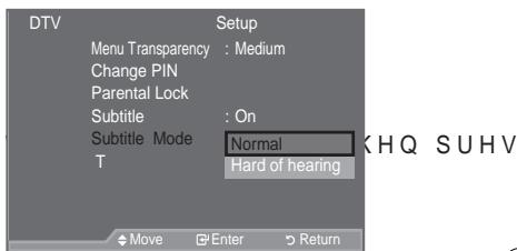 SAMSUNG LE52A559P4F - Setting the Subtitle Mode - 1