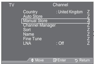 SAMSUNG LE52A559P4F - Storing Channels Manually - 1