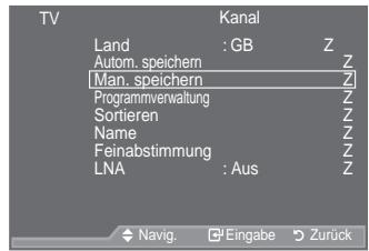 SAMSUNG LE52A559P4F - Manuelles Speichern von Kanalen - 1
