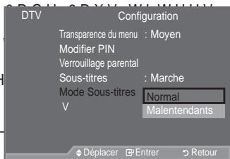 SAMSUNG LE52A559P4F - Réglage de la transparence du menu - 4
