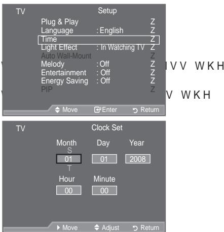 SAMSUNG LE52A559P4F - Setting and Displaying the Current Time - 1
