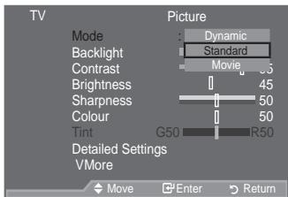 SAMSUNG LE52A559P4F - Movie : Selects the picture for comfortable display in a dark room. - 2