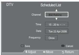 SAMSUNG LE52A559P4F - Using the Scheduled List - 5