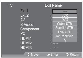 SAMSUNG LE52A559P4F - Editing the Input Source Names - 2