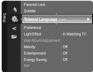 SAMSUNG LE52A568P3M - Selecting a Teletext Language - 1