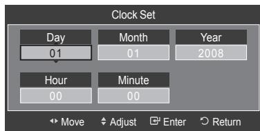 SAMSUNG LE52A568P3M - Option 1: Setting the Clock Manually - 5