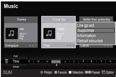 SAMSUNG LE52A568P3M - Suppression d'un fichier musical - 1