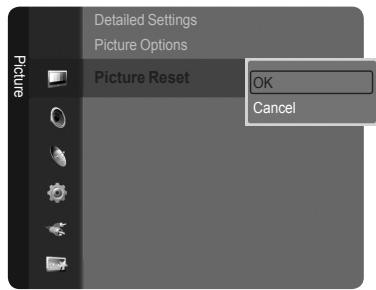 SAMSUNG LE52A568P3M - Resetting the Picture Settings to the Factory Defaults - 1