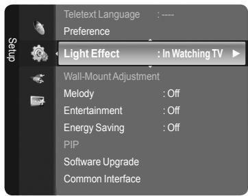 SAMSUNG LE52A568P3M - Setting the Light Effect (depending on the model) - 1