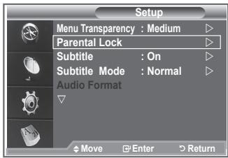 SAMSUNG LE52M87BD - Setting up the Parental Lock - 1