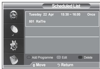 SAMSUNG LE52M87BD - Using the Scheduled List - 3
