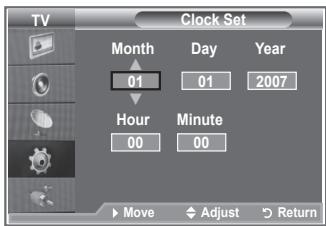 SAMSUNG LE52M87BD - Setting and Displaying the Current Time - 2