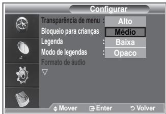 SAMSUNG LE52M87BD - Pode definir a transparência do menu. - 1
