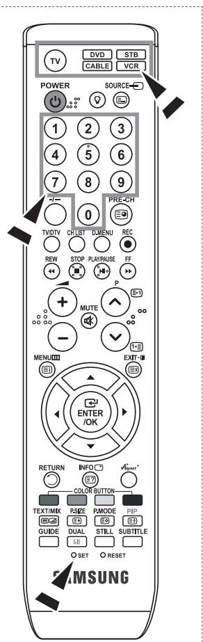 SAMSUNG LE52M87BD - Configurar o telecomando - 1