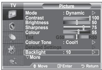 SAMSUNG LE52M87BD - Svetlost zaslona lahko prilagodite tako, da prilagodite osvetlitev LCD-zaslona. (0~10) - 1