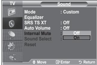 SAMSUNG LE52M87BD - Selecting the Internal Mute - 2