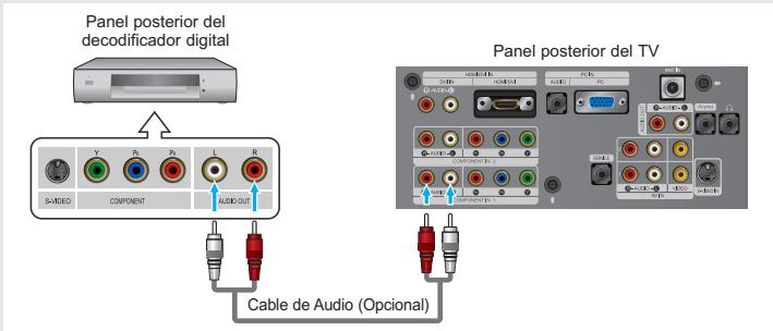 Panel posterior del decodificador digital S-MEDO COMPONENT AUDIO OUT Cable de Audio (Opcional) Panel posterior del TV