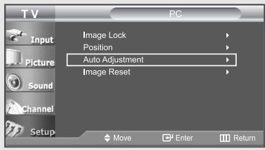 TV PC Input Image Lock Position Picture Auto Adjustment Sound Channel Setup Image Reset Move Enter Return
