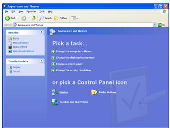 Appearance and Themes Pick a task... or pick a Control Panel icon