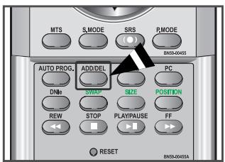 MTS S.MODE SRS P.MODE B05640451 AUTO PROG. ADD/DEL PC DINr SWAP SIZE POSITION REW STOP PLAY/PAUSE FF RESET B05640453A